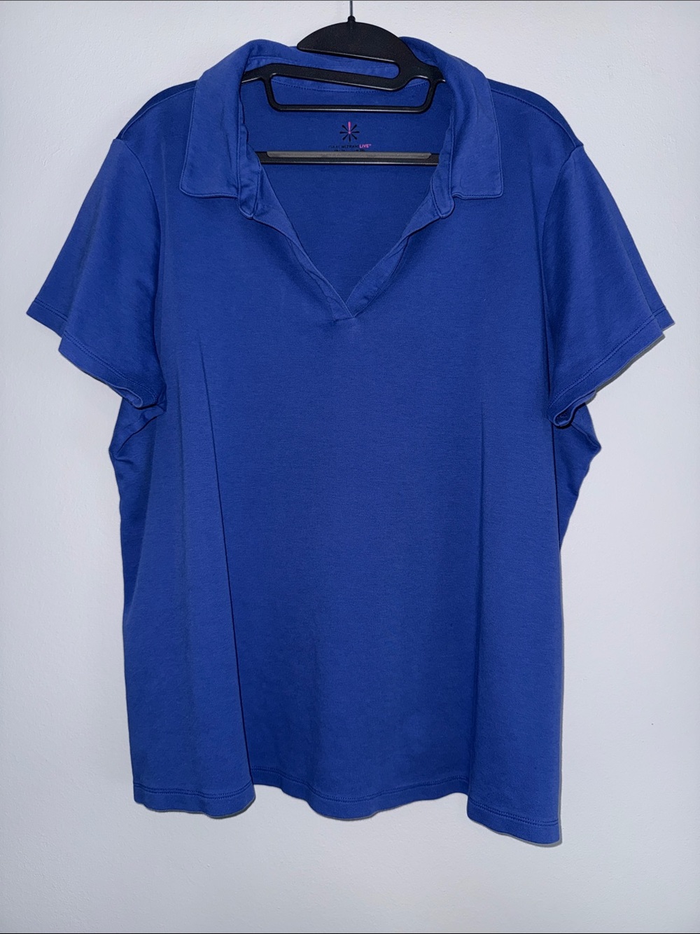 Isaac Mizrahi Cobalt Blue Short-Sleeve Polo Collar Top